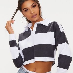 LONGSLEEVE POLO CROP TOP